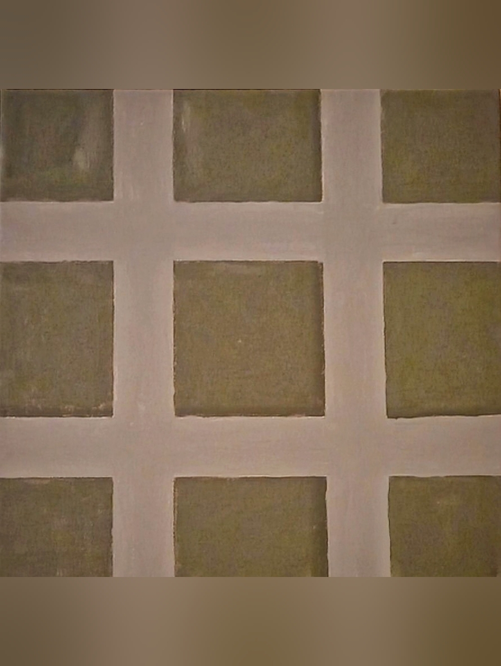 Modern Abstract Grid Canvas Wall Art Gray Olive Green Minimalist Decor - Picture 2 of 3